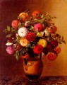 Still Life Of Dahlias In A Vase Johan Laurentz Jensen flower